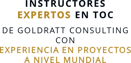 INSTRUCTORES EXPERTOS EN TOC
DE GOLDRATT CONSULTING CON
EXPERIENCIA EN PROYECTOS A NIVEL MUNDIAL